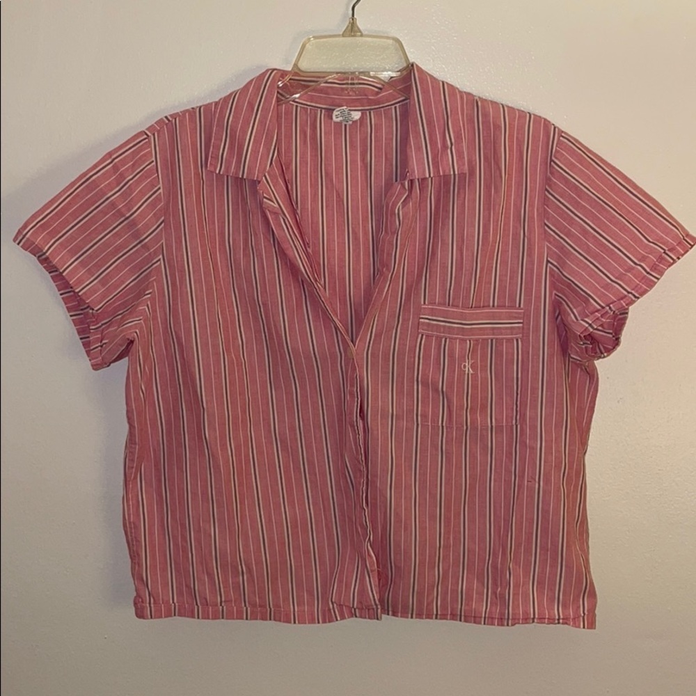 Calvin Klein Cropped Button Down Top